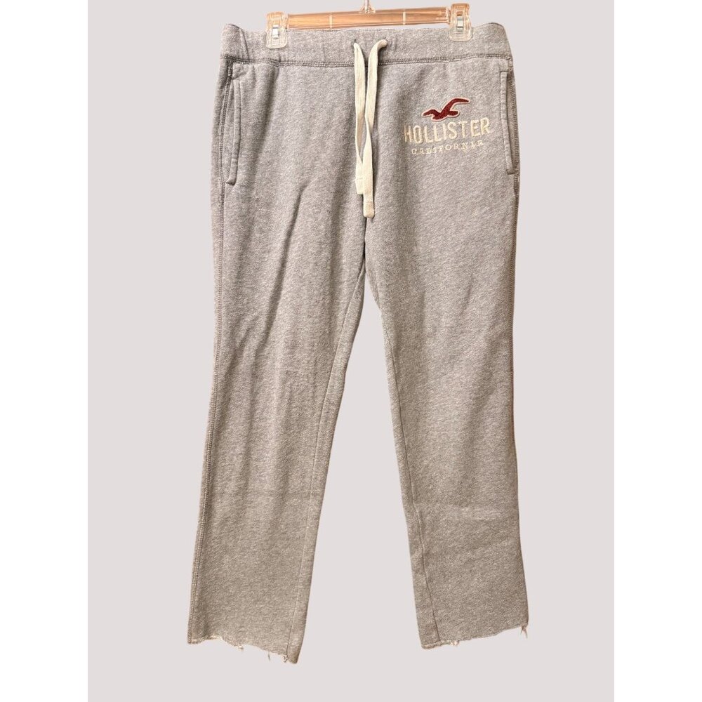 Y2K Vtg Hollister Gray Sweatpants With Frayed Hem Drawstring Waist Small